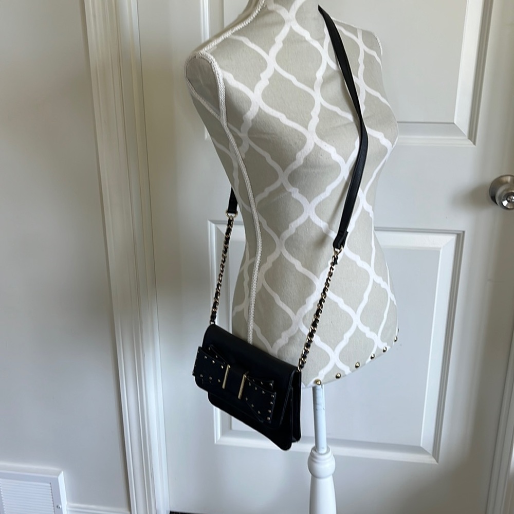 Betsy Johnson studded bow accent clutch/shoulder strap
